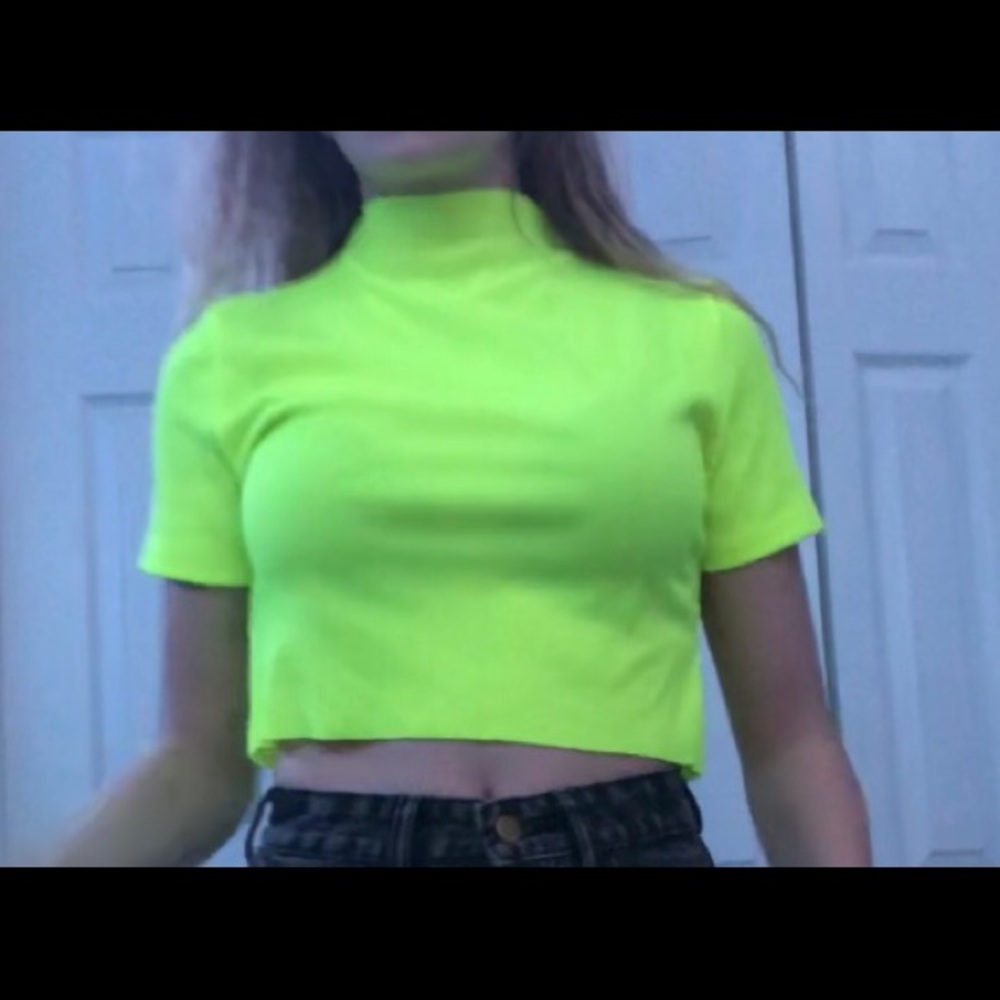 neon yellow cropped t-shirt